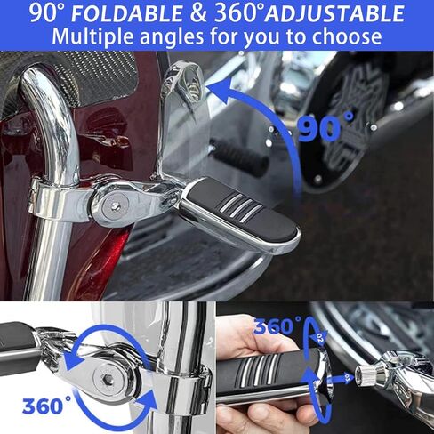 Short Angled Highway Pegs,Adjustable Highway Foot Pegs Foot Rest for Harley Davidson Touring Electra Road King Street Glide with 1.25 Engine Guard, Chrome in Kuwait
