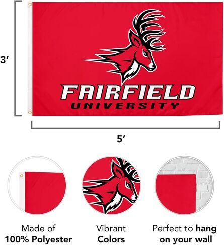 Fairfield University Flag Stags Flags Banners 100% Polyester Indoor Outdoor 3x5 (Design B) in Saudi Arabia