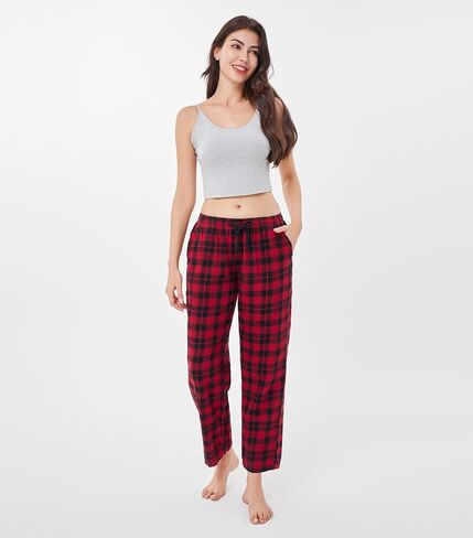 DAVID ARCHY 2 Pack Women Plaid Pajama Pants Lounge Comfy Cotton Flannel Pajama Bottoms Drawstring Pj Pants with Pockets in Kuwait