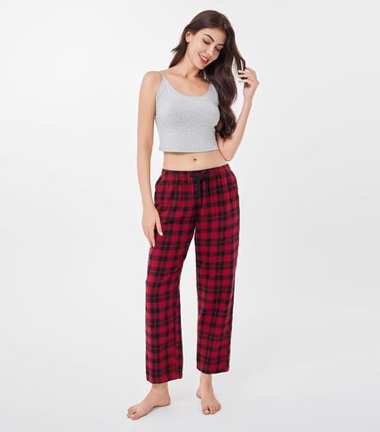 DAVID ARCHY 2 Pack Women Plaid Pajama Pants Lounge Comfy Cotton Flannel Pajama Bottoms Drawstring Pj Pants with Pockets in Kuwait
