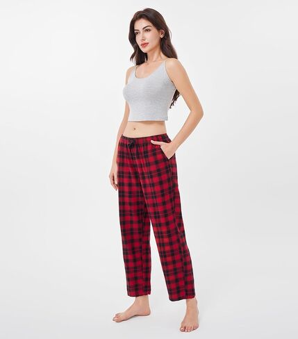 DAVID ARCHY 2 Pack Women Plaid Pajama Pants Lounge Comfy Cotton Flannel Pajama Bottoms Drawstring Pj Pants with Pockets in Kuwait