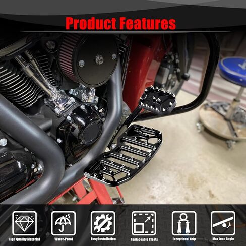 ​Goldfire Motorcycle Driver Floorboards Mini MX Style Footrest Boards Front Rear Foot Pegs for Harley Touring Road King Sportster 883 Dyna Softail(MINI Floorboards) in Kuwait