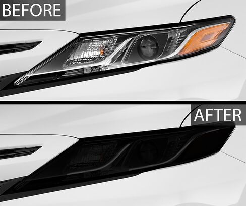 BOGAR TECH DESIGNS - Complete Full Headlight and Taillight Precut Overlay Tint Kit with Tools Compatible with Toyota Camry 2018-2022, Dark in Kuwait