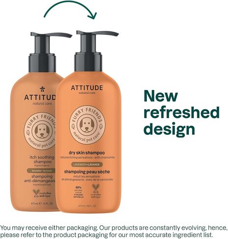 ATTITUDE Natural Deodorizing Shampoo for Cat & Dog, Hypoallergenic, Vegan and Cruelty-Free, Lavender, 16 Fl Oz in Kuwait
