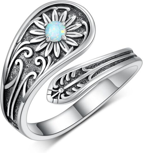 Butterfly Spoon Ring Sterling Silver Adjustable Thumb Ring Vintage Jewelry Gifts for Women Girls in Saudi Arabia