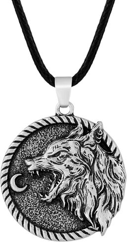 HAQUIL Wolf Necklace, Stainless Steel Wild Wolf in Jungle Totem Animal Pendant, Box Chain, Wolf Jewelry Gift in Kuwait