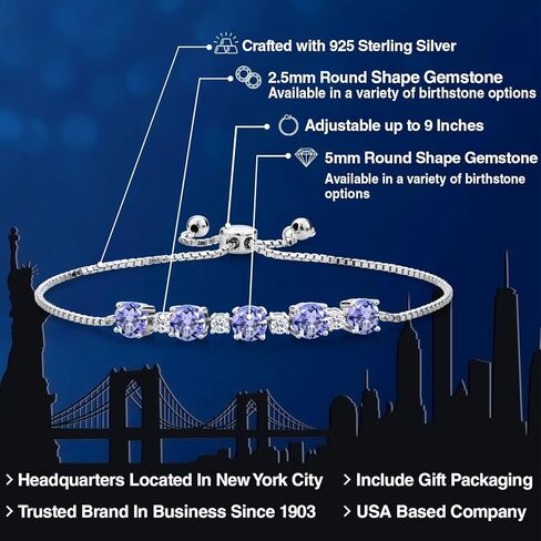 Gem Stone King 925 Sterling Silver Round Sky Blue Topaz and White Topaz Tennis Bracelet For Women (3.84 Cttw, Gemstone Birthstone, Fully Adjustable Up to 9 Inch) in Saudi Arabia