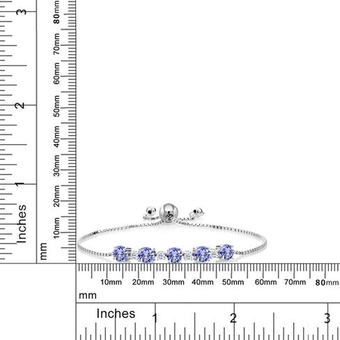 Gem Stone King 925 Sterling Silver Round Sky Blue Topaz and White Topaz Tennis Bracelet For Women (3.84 Cttw, Gemstone Birthstone, Fully Adjustable Up to 9 Inch) in Saudi Arabia