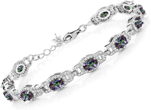 Gem Stone King 925 Sterling Silver Oval Orange Red Madeira Citrine Tennis Bracelet For Women (8.00 Cttw, Gemstone Birthstone, 7 Inch, With 1 Inch Extender) in Kuwait