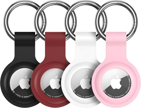 Compatible with AirTag Case Keychain Air Tag Case Holder Silicone AirTags Key Ring Case Air Tags Key Chain Compatible with Apple AirTag GPS Item Finders Accessories 4 Pack in Kuwait