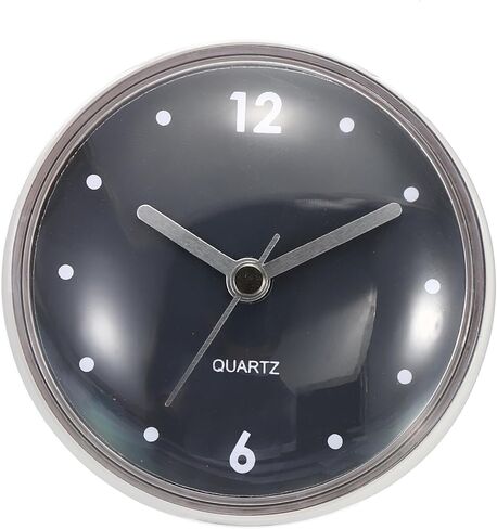 PATIKIL Waterproof Bathroom Clock, Battery Operated Silent Mini Wall Clocks with White Suction Cup for Shower Kitchen Home Decoration, Black in Kuwait