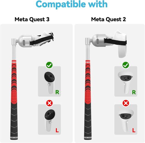 Vr Golf Club Accessory for Meta Quest 2/3 Right Controller, Tilt up & Signal unobstructed Quest 3 Vr Golf Club Handle Attachment in Saudi Arabia