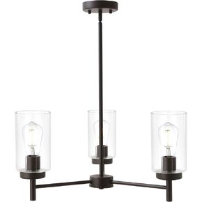 VINLUZ Contemporary 5 Light Large Chandeliers Modern Clear Glass Shades Pendant Lighting Brushed Polished Nickel Dining Room Lighting Fixtures Hanging Adjustable Wire Semi Flush Ceiling Lights in Kuwait