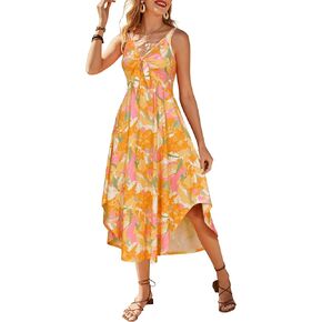 VOTEPRETTY Women's Summer Maxi Dresses 2024 Spring Sundressess Beach Vacation Hawaiian Tropical Outfit Floral Clothes in Kuwait