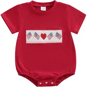 Baby Boy Girl 4th of July Outfit Infant Short Sleeve USA Bubble Romper Bodysuit Newborn Fourth of July Clothes in Saudi Arabia
