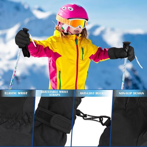 DARCHEN 3-12 Kids Snow Gloves Boys Winter Waterproof Ski Snowboarding Insulated Warm Windproof Cold Weather Sports Age Girls Years Olds in Kuwait