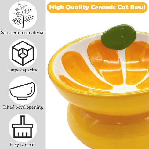 Hamiledyi Ceramic Raised Cat Bowls,15° Tilted Elevated Kitten Food Water Bowl Shallow Whisker Fatigue Kitty Dish Fruit Pet Feeding Bowls Feeder for Indoor Cats Small Dog (Pink, Strawberry) in Saudi Arabia