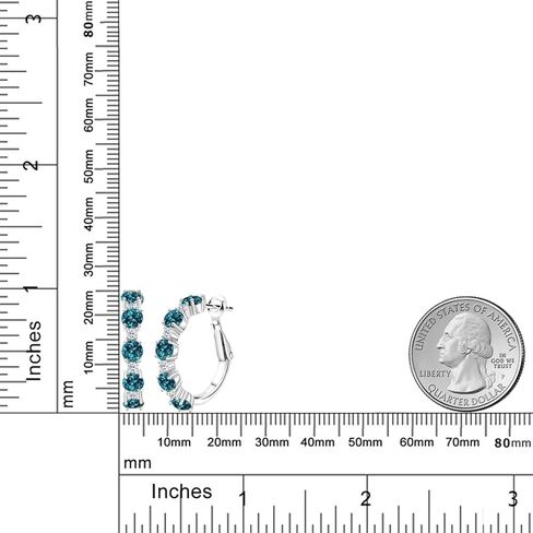 Gem Stone King 3.32 Cttw Blue Tanzanite and White Topaz Hoop Earrings For Women | 925 Sterling Silver | Round 4MM and 1.9MM | Gemstone Birthstone | 1 Inch Diameter in Saudi Arabia