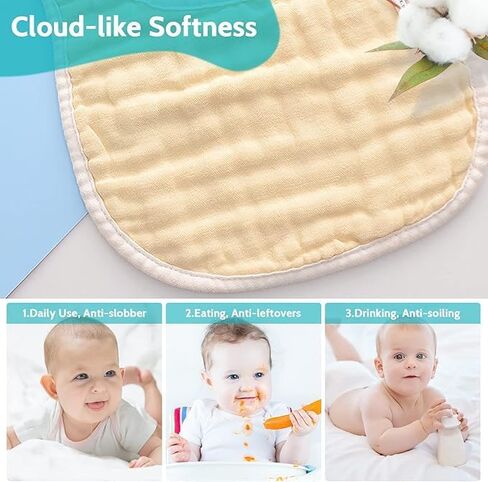 مرايل أطفال من GothicBride من الموسلين، 8 عبوات/6 عبوات، فائقة النعومة، 100% قطن، مرايل أطفال باندانا لعاب قابلة للتعديل in Kuwait