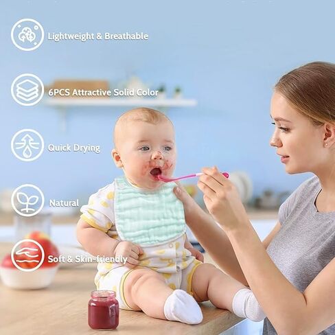 مرايل أطفال من GothicBride من الموسلين، 8 عبوات/6 عبوات، فائقة النعومة، 100% قطن، مرايل أطفال باندانا لعاب قابلة للتعديل in Kuwait