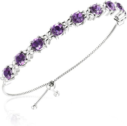 Belinda Jewelz Women's 925 Sterling Silver Tennis Bracelet Sparkling Gemstone with 5mm Round 9 Stones prong setting 11" Length Wrist Jewelry in Kuwait