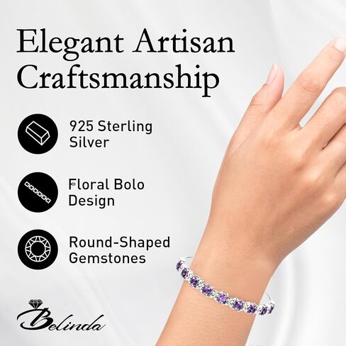 Belinda Jewelz Women's 925 Sterling Silver Tennis Bracelet Sparkling Gemstone with 5mm Round 9 Stones prong setting 11" Length Wrist Jewelry in Kuwait