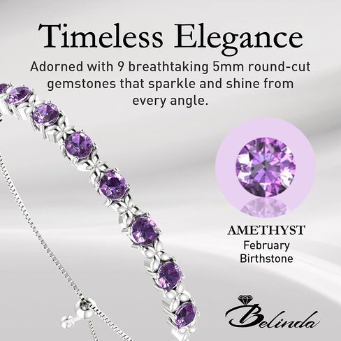 Belinda Jewelz Women's 925 Sterling Silver Tennis Bracelet Sparkling Gemstone with 5mm Round 9 Stones prong setting 11" Length Wrist Jewelry in Kuwait