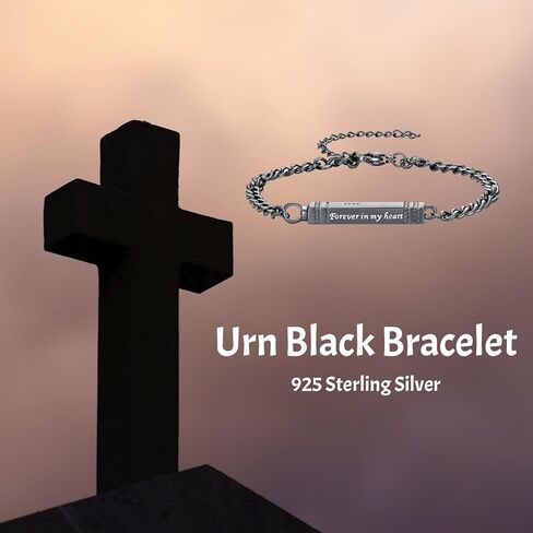 Urn Bracelet for Ashes 925 Sterling Silver Vintage Filigree Cremation Bracelet for Ashes Flower Memorial Bangle Bracelet Keepsake Jewelry for Women Men in Kuwait