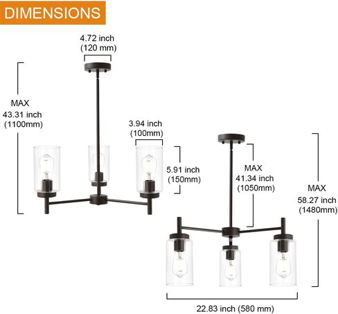 VINLUZ المعاصرة 5 الثريات الكبيرة الخفيفة الحديثة الزجاج الشفاف ظلال قلادة الإضاءة نحى النيكل المصقول غرفة الطعام تركيبات الإضاءة شنقا سلك قابل للتعديل أضواء السقف شبه دافق in Kuwait