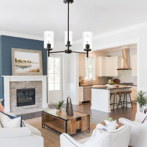 VINLUZ المعاصرة 5 الثريات الكبيرة الخفيفة الحديثة الزجاج الشفاف ظلال قلادة الإضاءة نحى النيكل المصقول غرفة الطعام تركيبات الإضاءة شنقا سلك قابل للتعديل أضواء السقف شبه دافق in Kuwait