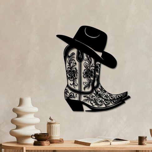 لوحة فنية جدارية معدنية لعلامة Howdy - احتضن الروح الغربية مع قبعة رعاة البقر الفريدة وديكور الحذاء - مثالية لمساحات المنزل والمكتب in Kuwait