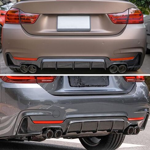 ناشر خلفي متوافق مع BMW 4 Series F32 Coupe F33 Convertible F36 GC Diffuser 2014-2020 (منفذ فردي ثنائي)، غمس مائي من ألياف الكربون in Kuwait