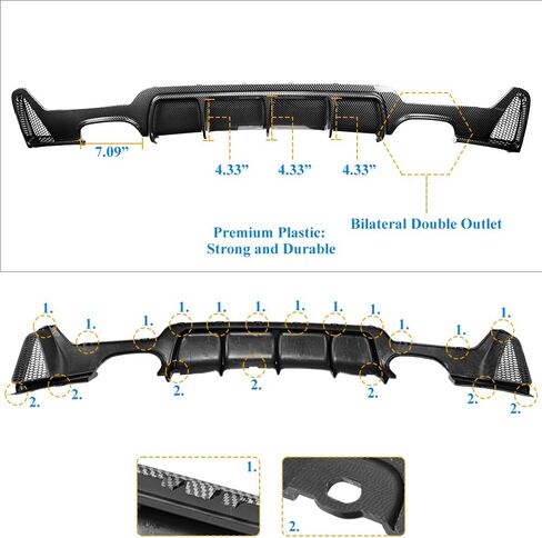 ناشر خلفي متوافق مع BMW 4 Series F32 Coupe F33 Convertible F36 GC Diffuser 2014-2020 (منفذ فردي ثنائي)، غمس مائي من ألياف الكربون in Kuwait