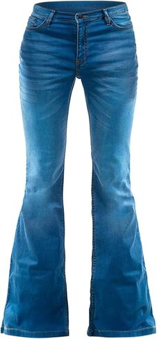 بنطلون جينز رجالي ذو جرس سفلي من الستينيات والسبعينيات للرجال، بنطلون جينز رجالي ذو قاع جرس أزرق فاتح in Kuwait