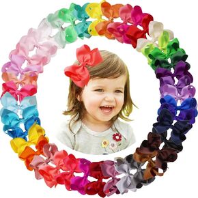 40PCS Baby Girls Glitter Grosgrain Ribbon Hair Bows Clips 4.5Inch Hair Bows Alligator Hair Clips Hair Accessories for Girls Toddlers Kids In Pairs