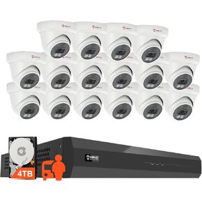 Anpviz 16CH 4K PoE Security Camera System, 16pcs 8MP Wired PoE Cameras with 2-Way Audio, 100ft Smart Color Night Vision and Person Vehicle Detection, 4K/8MP 16CH NVR with 4TB HDD Pre-Installed