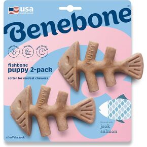 Benebone Puppy 2-Pack Maplestick/Zaggler Durable Dog Chew Toys for Gentle Chewers, Real Bacon, Real Maplewood, Made in USA, Tiny in Kuwait