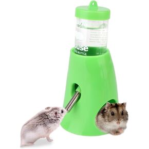 Hamster Cage Drinking Water Bottle Parrot Mice Rat Gerbils Water Feeder Bowl 125ML 1Pcs Random Color (80ML+BASE)