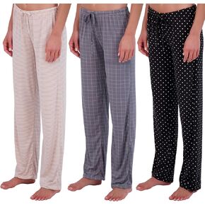 3 Pack: Women’s Ultra-Soft Fleece Comfy Stretch Pajama Lounge Pants Elegant Sleepwear (Available In Plus Size) in Saudi Arabia