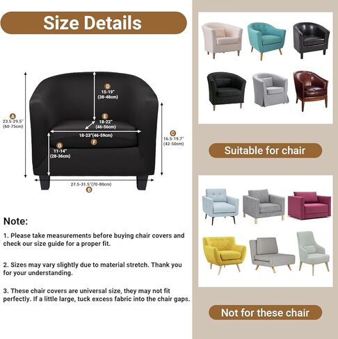 Barrel Chair Slipcovers, 2 Piece Stretch Tub Chair Slipcovers with Cushion Cover, Round Soft Armchair Sofa Cover Removable Couch Furniture Protector for Bar Living Room Bedroom Hotel Counter in Kuwait
