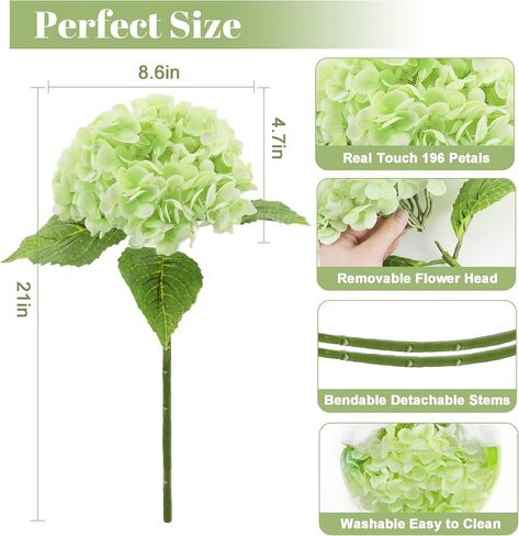 SIITUMEIZI Hydrangea Pink Artificial Flower Fake Pink Flowers 21 Inch Latex Fake Hydrangeas 3Pc in Kuwait