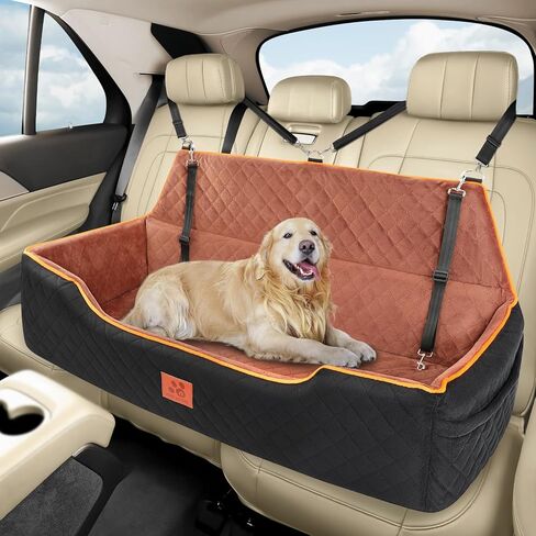XIEEAOZEE Dog Car Seat for Large/Medium Dog, Comfortable Dog Car Bed Pet Booster for Back Seat, Fully Detachable & Washable Dog Travel Seat with Thick Cushion (Black&Gray) in Saudi Arabia