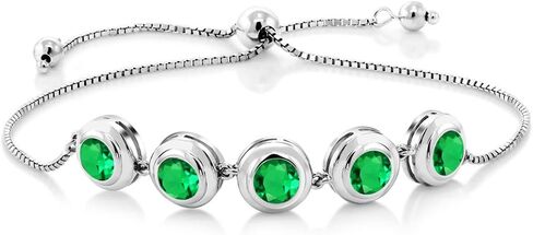 Gem Stone King 925 Sterling Silver White Moissanite Tennis Bracelet For Women (4.00 Cttw, Round 6MM, Gemstone Birthstone, Fully Adjustable Up to 9 Inch) in Saudi Arabia