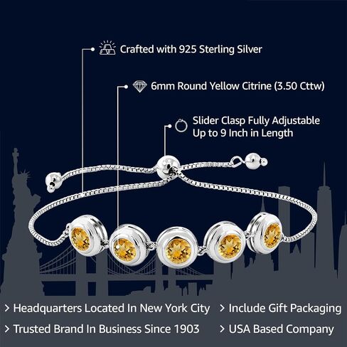 Gem Stone King 925 Sterling Silver White Moissanite Tennis Bracelet For Women (4.00 Cttw, Round 6MM, Gemstone Birthstone, Fully Adjustable Up to 9 Inch) in Saudi Arabia