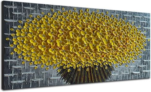 Alenoss 3D روز الزهور الجميلة الفن النفط Piantings على قماش جدار الفن 24x48 بوصة كبيرة مجردة مؤطرة محكم الفن زهرة صورة جدار ديكور in Kuwait