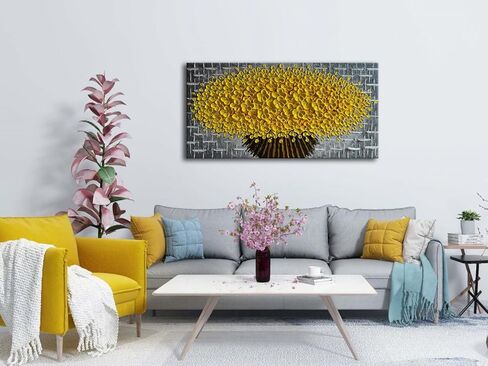 Alenoss 3D روز الزهور الجميلة الفن النفط Piantings على قماش جدار الفن 24x48 بوصة كبيرة مجردة مؤطرة محكم الفن زهرة صورة جدار ديكور in Kuwait