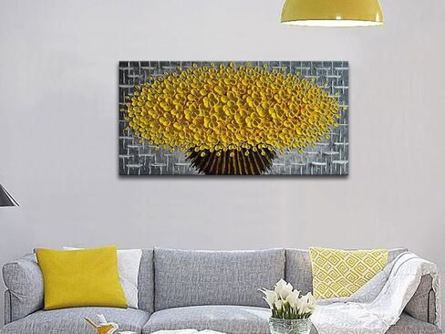 Alenoss 3D روز الزهور الجميلة الفن النفط Piantings على قماش جدار الفن 24x48 بوصة كبيرة مجردة مؤطرة محكم الفن زهرة صورة جدار ديكور in Kuwait