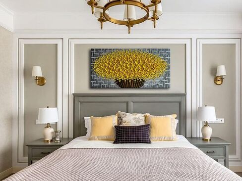 Alenoss 3D روز الزهور الجميلة الفن النفط Piantings على قماش جدار الفن 24x48 بوصة كبيرة مجردة مؤطرة محكم الفن زهرة صورة جدار ديكور in Kuwait