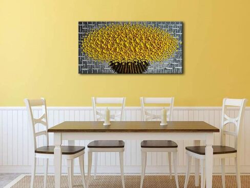 Alenoss 3D روز الزهور الجميلة الفن النفط Piantings على قماش جدار الفن 24x48 بوصة كبيرة مجردة مؤطرة محكم الفن زهرة صورة جدار ديكور in Kuwait