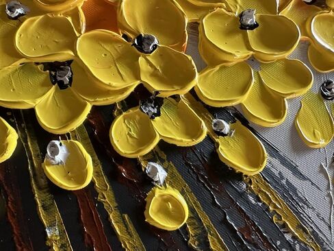 Alenoss 3D روز الزهور الجميلة الفن النفط Piantings على قماش جدار الفن 24x48 بوصة كبيرة مجردة مؤطرة محكم الفن زهرة صورة جدار ديكور in Kuwait